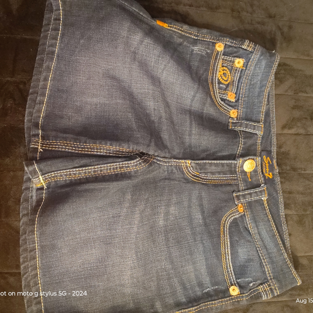 Seven7 Dark Blue Women's Jeans with Gold Accents